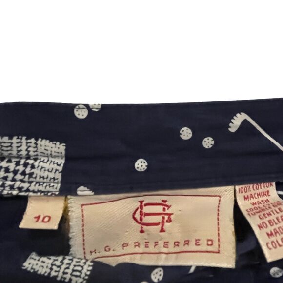 90s Golf Print Skirt Side Button Midi to Maxi Blue White Vintage SZ S 10 Cotton - Picture 8 of 15